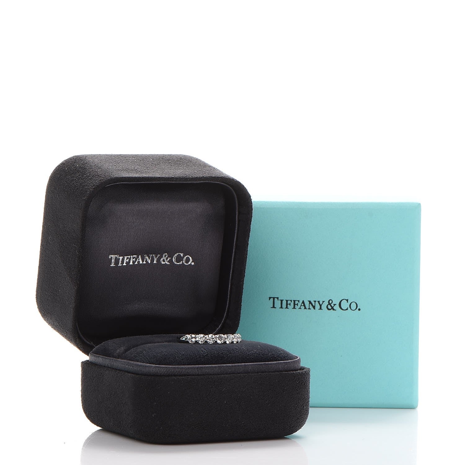 Tiffany Platinum Diamond .57ctw 3mm Embrace Half Circle Band Ring 50 5.5 6 of 6