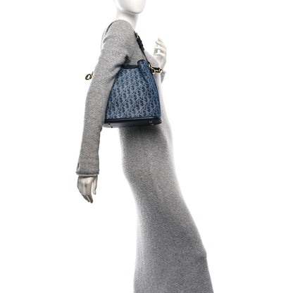 Christian Dior Denim Jacquard Oblique C'est Dior Bucket Bag Blue 3 of 17