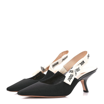 Christian Dior Technical Canvas Ribbon J Adior Slingback 65mm Pumps 37.5 Black 3 of 9