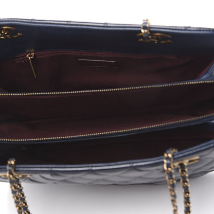 Chanel Patent Goatskin Quilted Small CC Eyelet Tote Blue 5 of 10