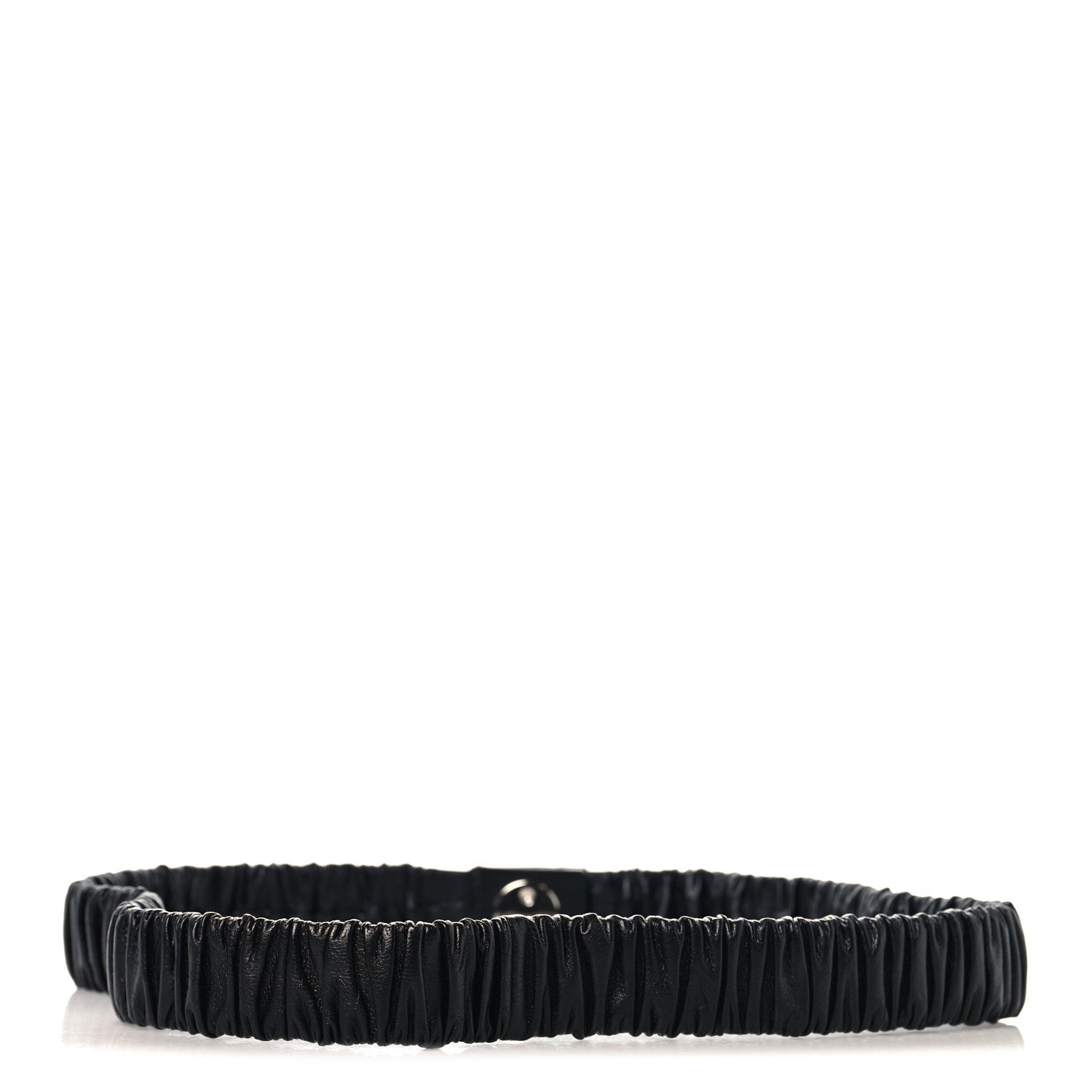 Chanel Ruched Calfskin Crystal CC Turnlock Belt  80 32 Black 2 of 3