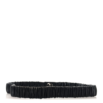 Chanel Ruched Calfskin Crystal CC Turnlock Belt  80 32 Black 2 of 3