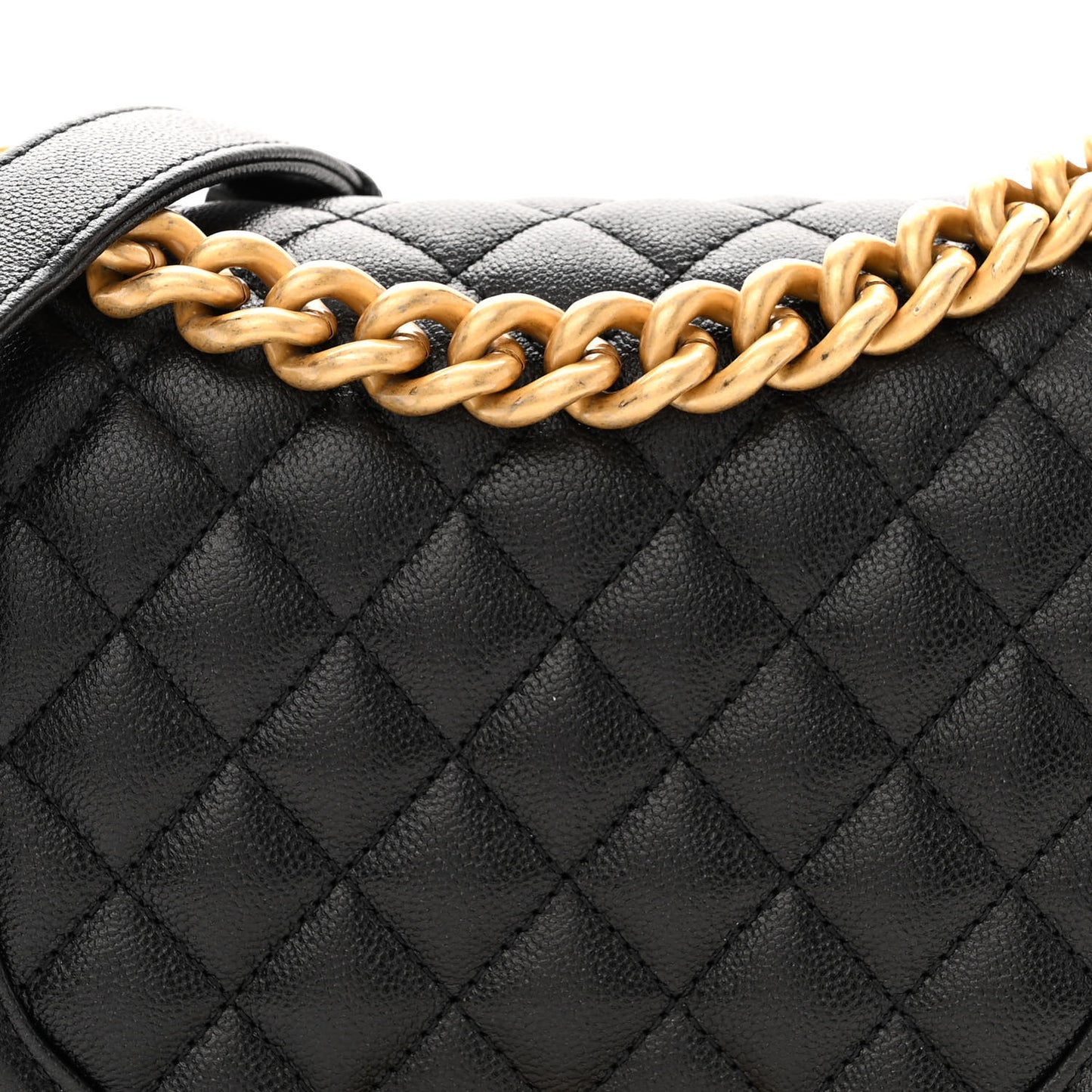 Caviar Quilted Small Boy Messenger Bag Black
