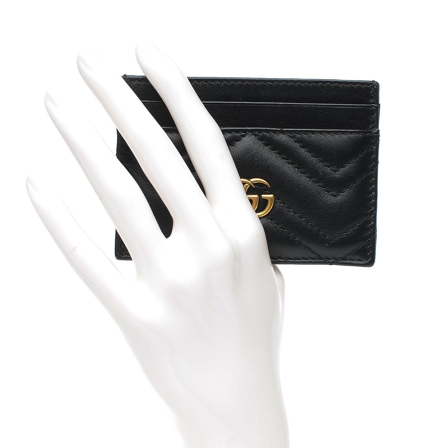 Calfskin Matelasse GG Marmont Card Holder Black