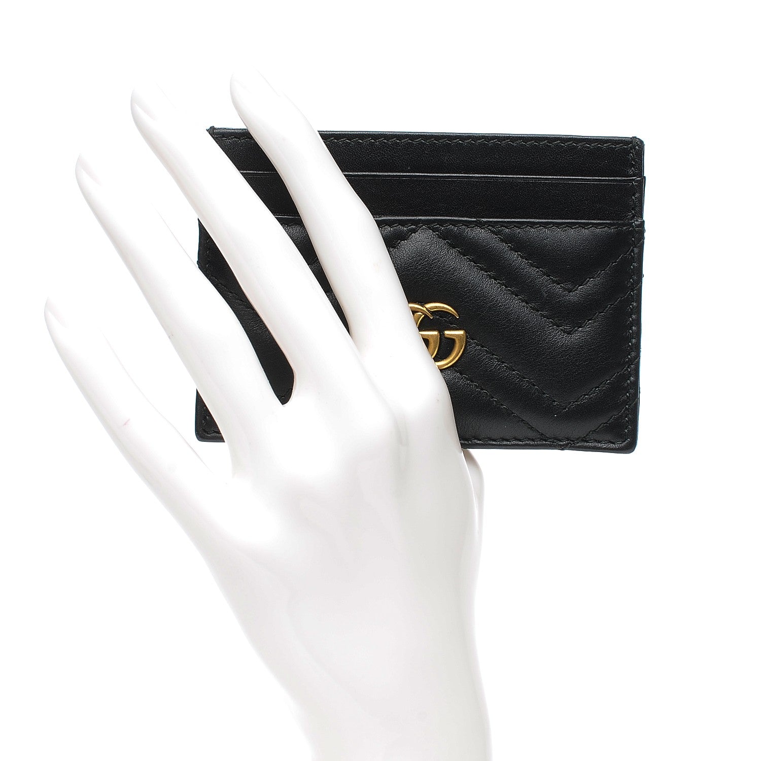 Gucci Calfskin Matelasse GG Marmont Card Holder Black 2 of 7