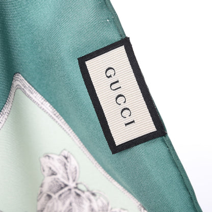 Gucci Silk Twill Wondergardenia Square Scarf Emerald 5 of 5