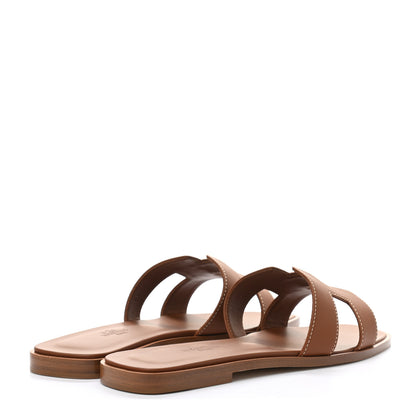 Hermes Box Calfskin Oran Sandals 37.5 Gold 9 of 20