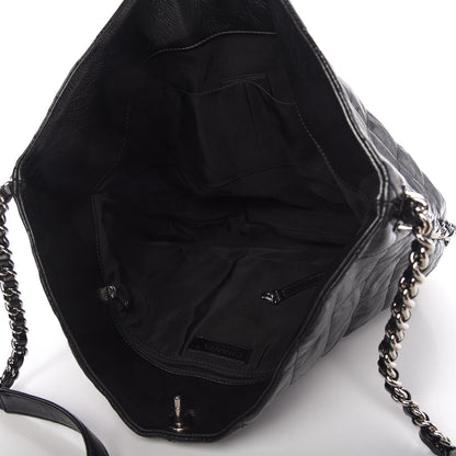 Chanel Metallic Crackled Calfskin Quilted Medium Big Bang Hobo Black 5 of 10