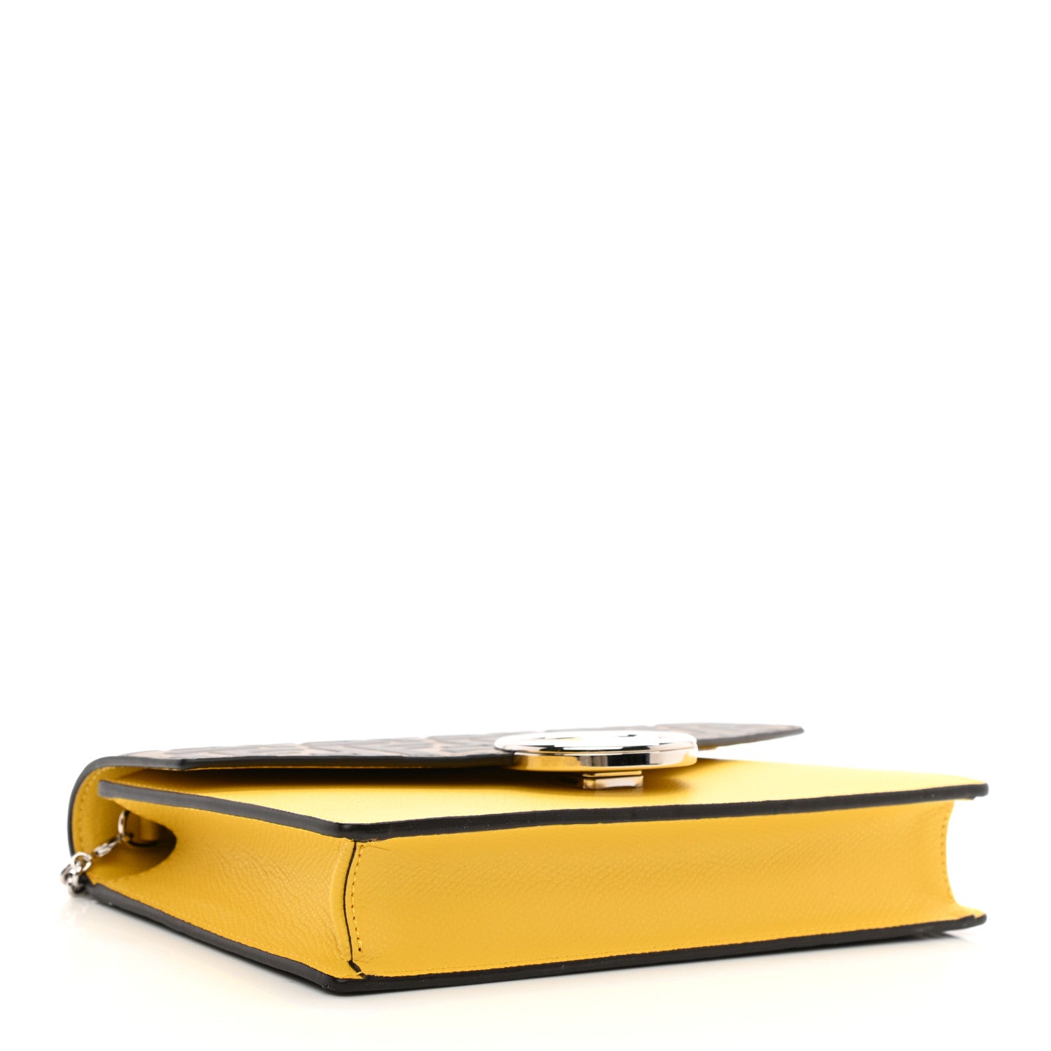 Fendi Vitello Cruise F is Fendi Bi-Color FF 1974 Embossed Medium Envelope Wallet On Chain Maya Black Sunflower 4 of 9