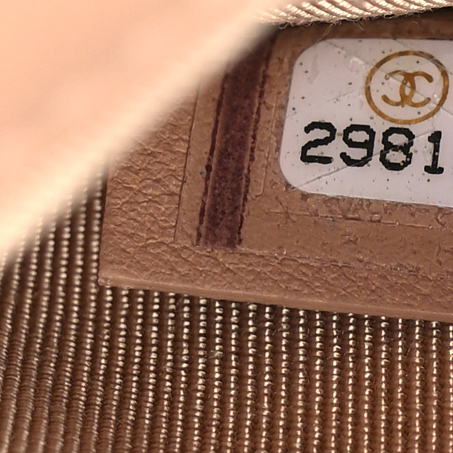 Calfskin Quilted Logo Flap Case Beige