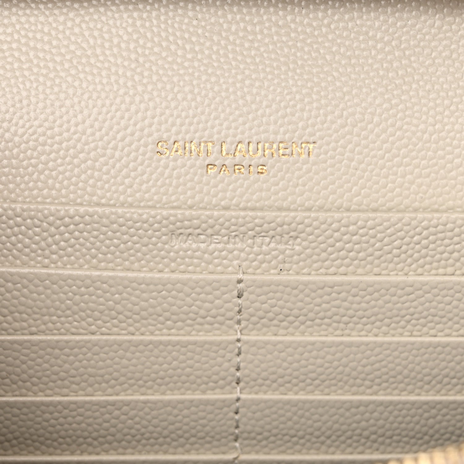 Saint Laurent Grain De Poudre Matelasse Chevron Monogram Chain Wallet Crema Soft 6 of 10