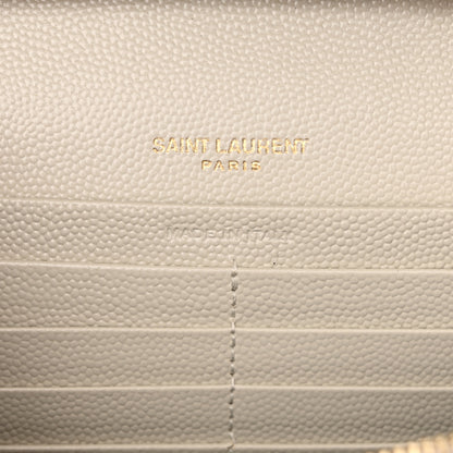 Saint Laurent Grain De Poudre Matelasse Chevron Monogram Chain Wallet Crema Soft 6 of 10
