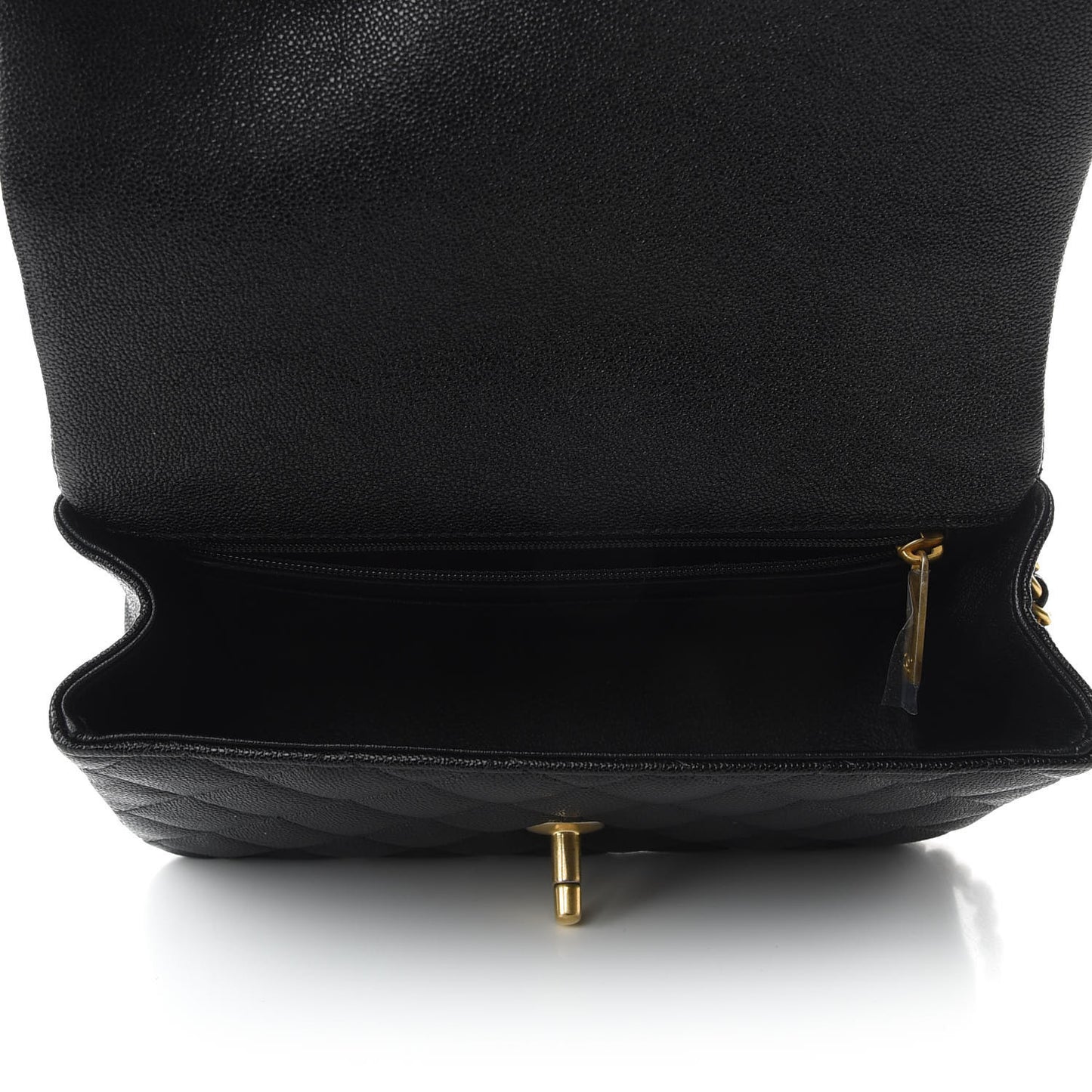 Caviar Quilted Mini Top Handle Rectangular Flap Black