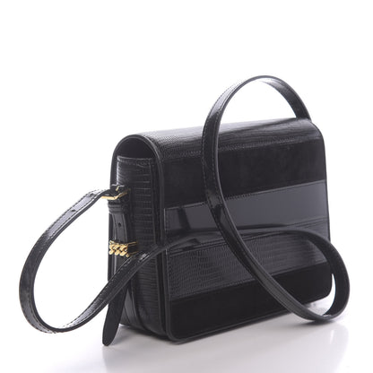 Burberry Calfskin Lizard Embossed Two Tone Small Grace Bag Black 3 of 9
