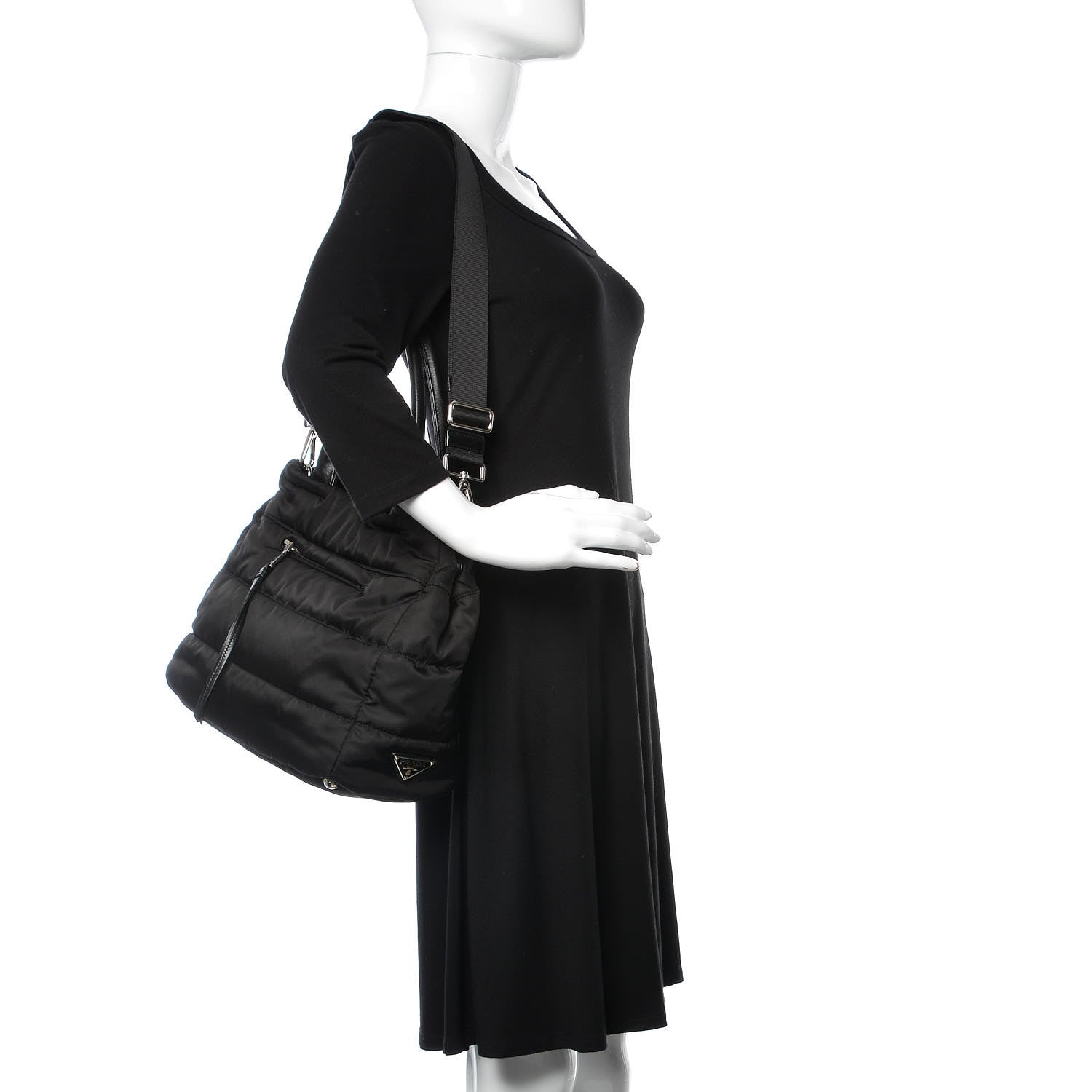 Prada Tessuto Nylon Bomber Tote Black 2 of 7