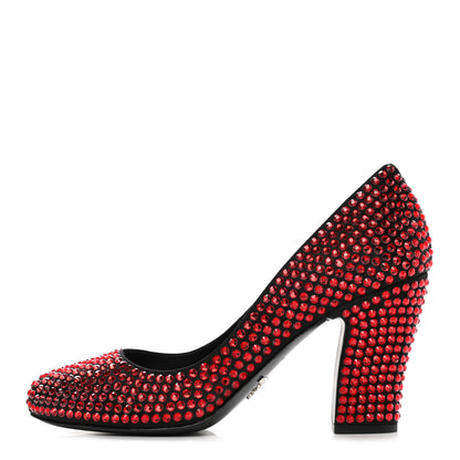Prada Satin Crystal 85mm Pumps 38.5 Rubino 1 of 7