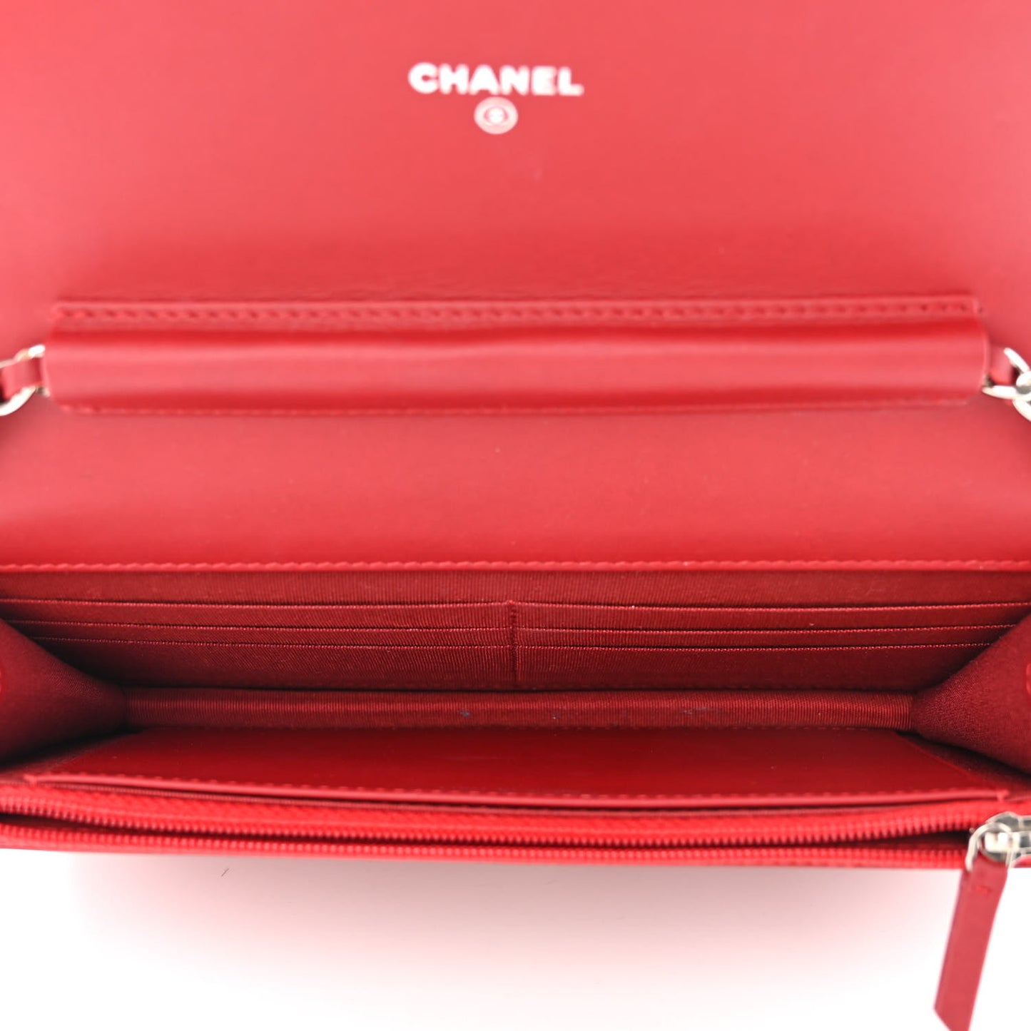 Patent Quilted Brilliant Wallet On Chain WOC Red