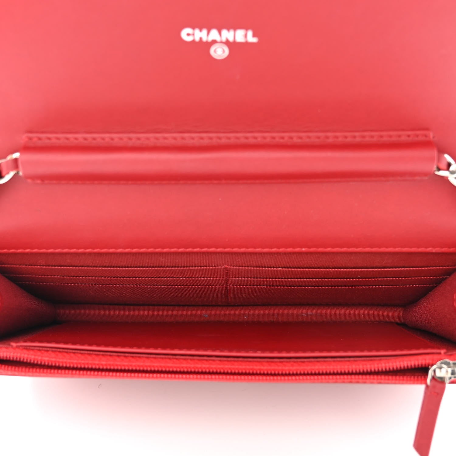 Chanel Patent Quilted Brilliant Wallet On Chain WOC Red 5 of 14