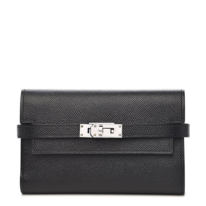 Hermes Epsom Medium Kelly Wallet Black 1 of 8