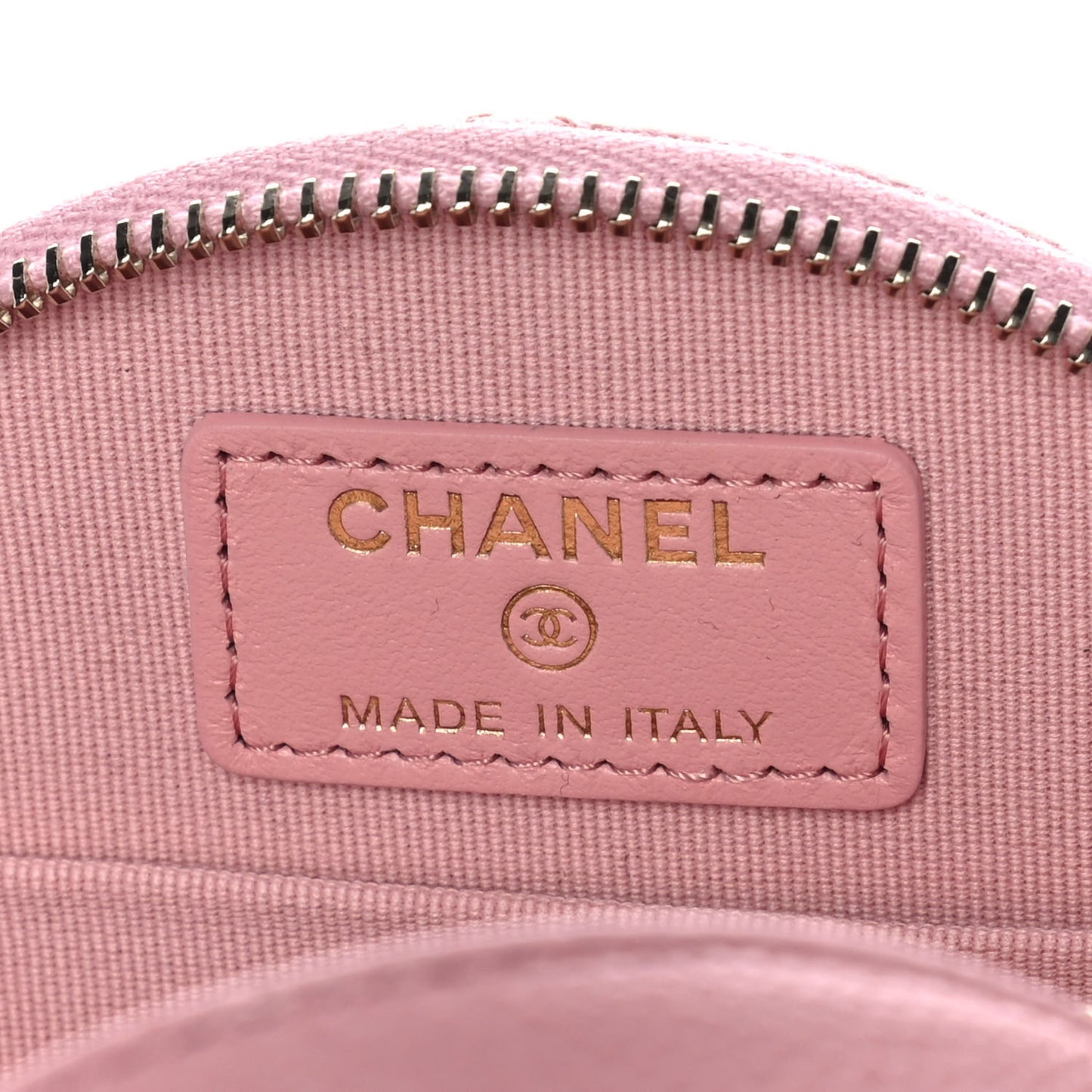 Caviar Quilted Round Handle With Care Vanity With Chain Pink
