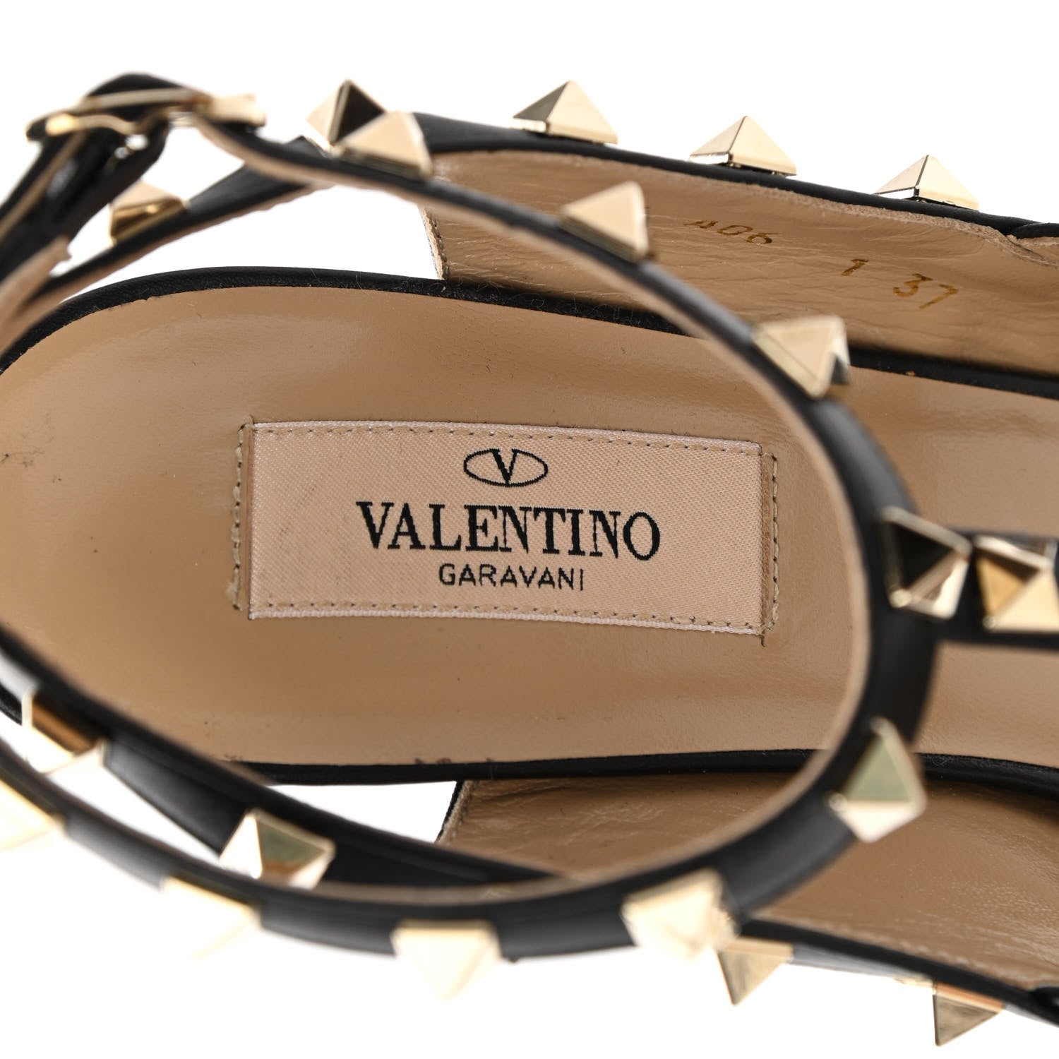 Valentino Garavani Pebbled Calfskin Rockstud Ankle Strap Open Toe 100mm Sandals 37 Black 6 of 13