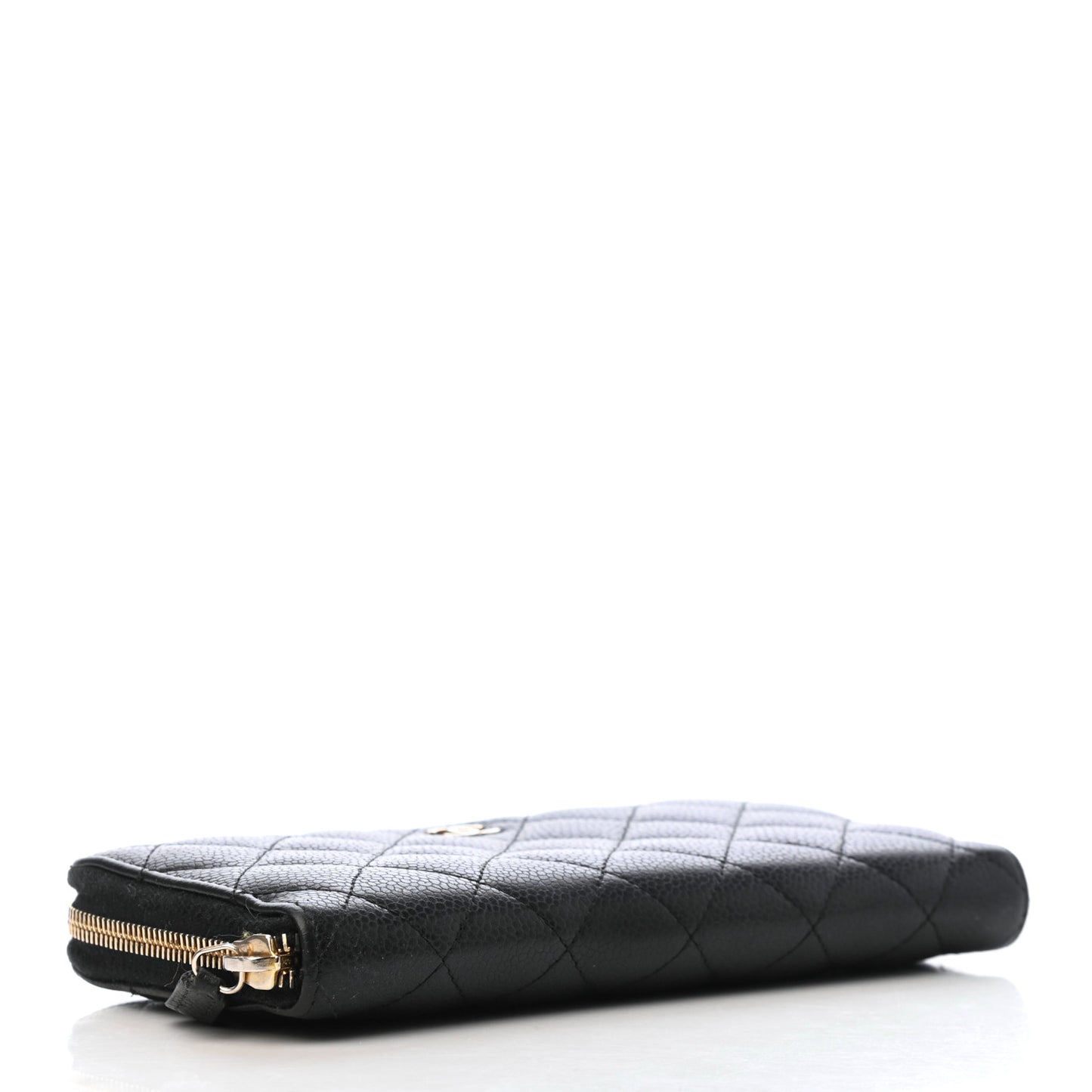 Caviar Quilted Large Gusset Zip Around Wallet Black