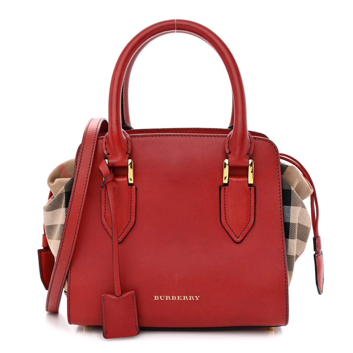 Calfskin House Check Small Dinton Tote Red
