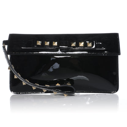 Valentino Garavani Patent Rockstud Clutch Black 1 of 9