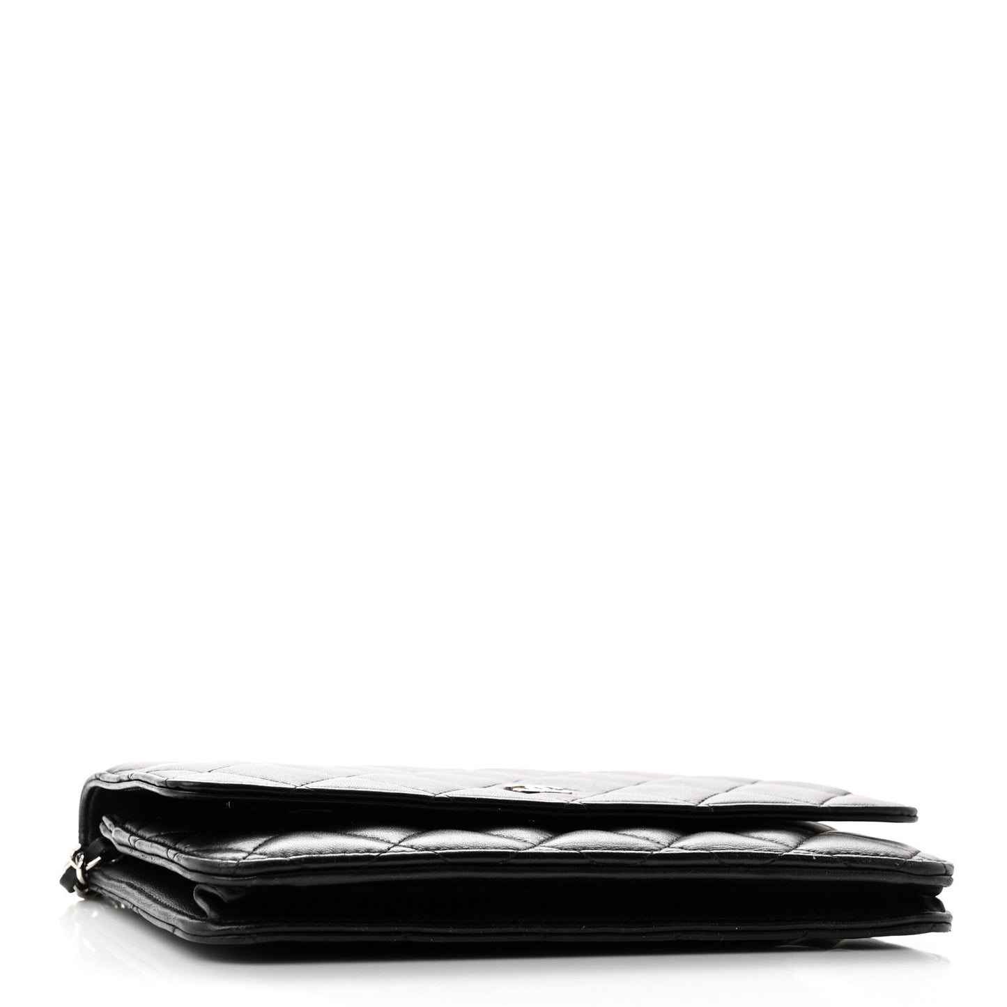 Lambskin Quilted Wallet On Chain WOC Black