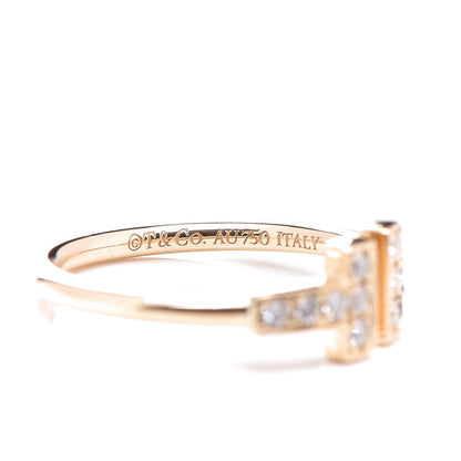 Tiffany 18K Yellow Gold Diamond T Wire Ring 49 5 4 of 5