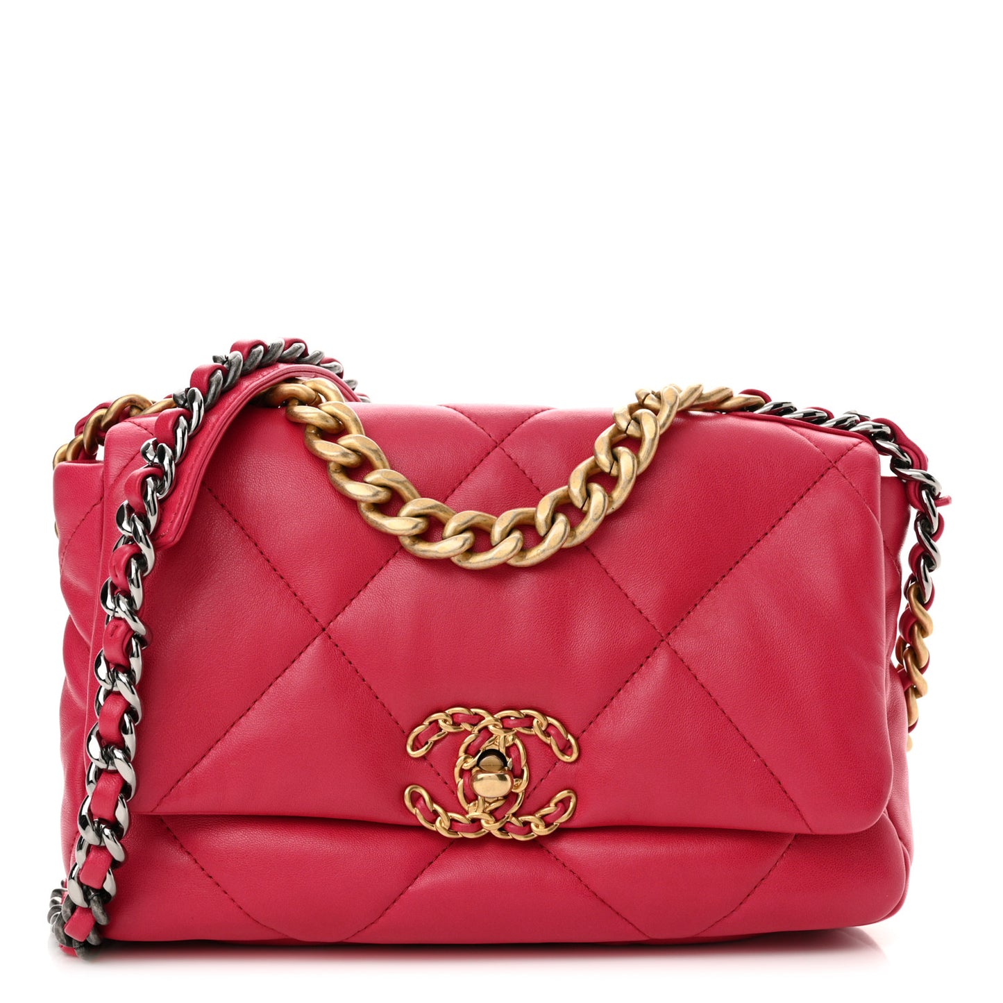 Lambskin Quilted Medium Chanel 19 Flap Dark Pink