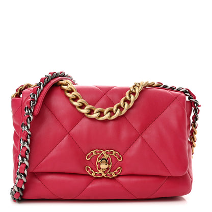 Chanel Lambskin Quilted Medium Chanel 19 Flap Dark Pink 1 of 10