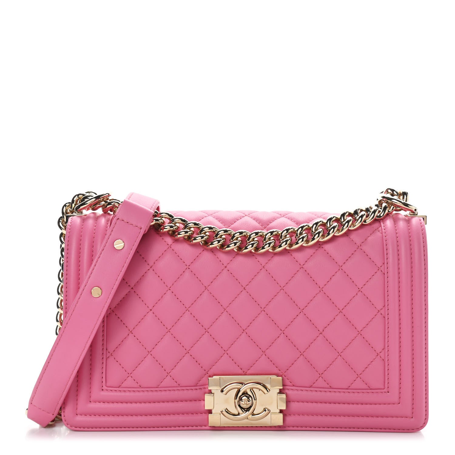 Chanel Calfskin Quilted Medium Boy Flap Pink 1 of 8