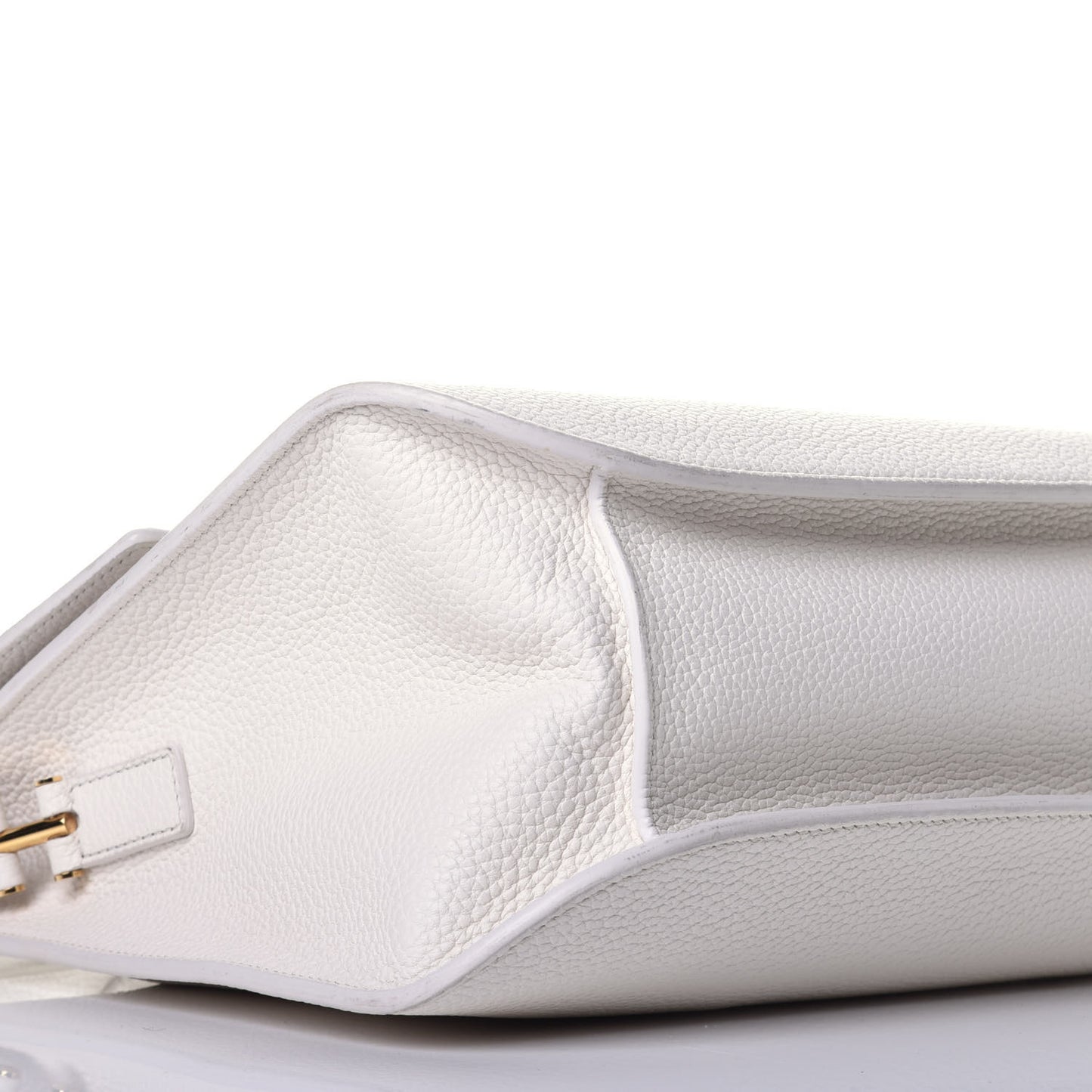 Grained Calfskin Large T Clasp Tara Crossbody Bag White
