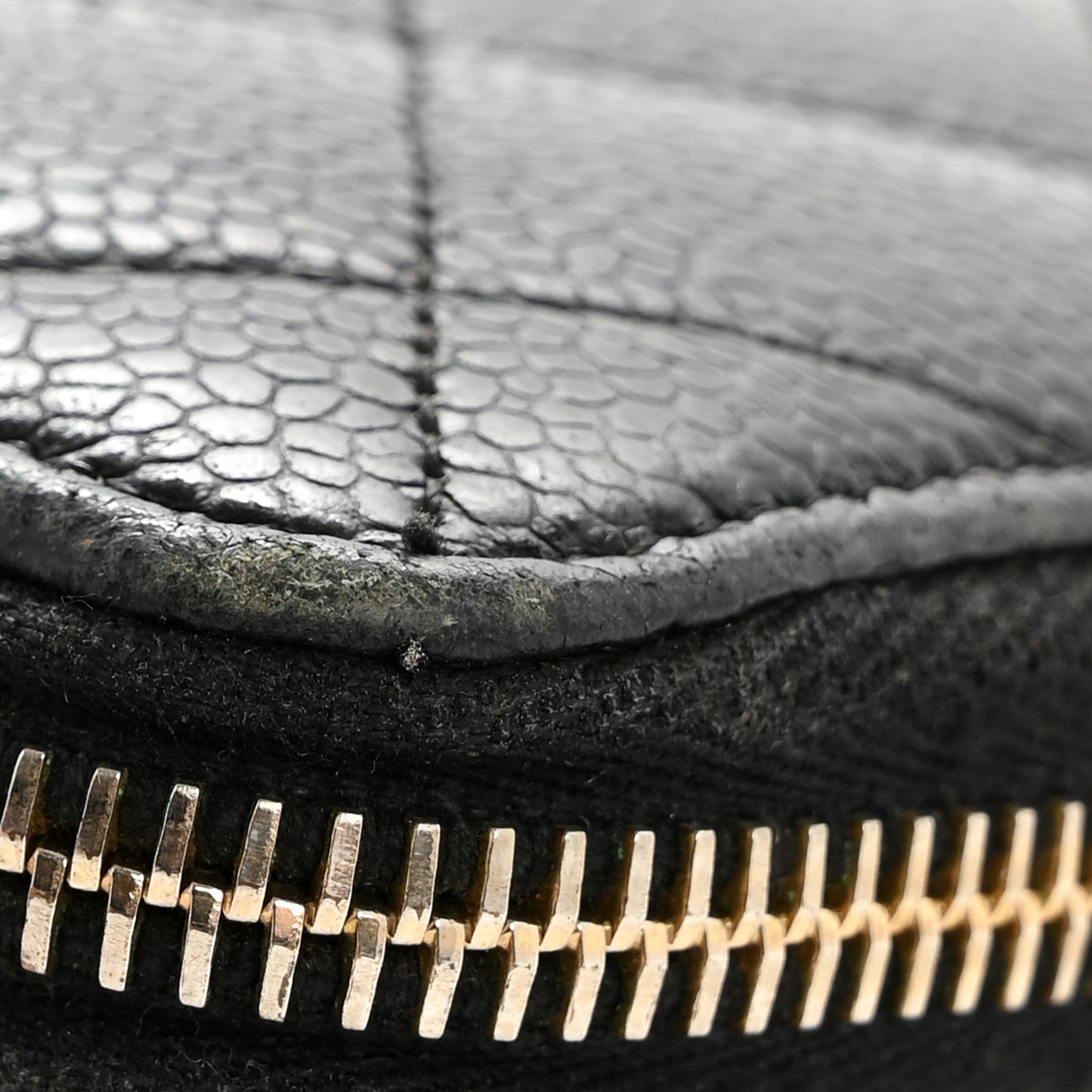 Caviar Quilted Large Gusset Zip Around Wallet Black
