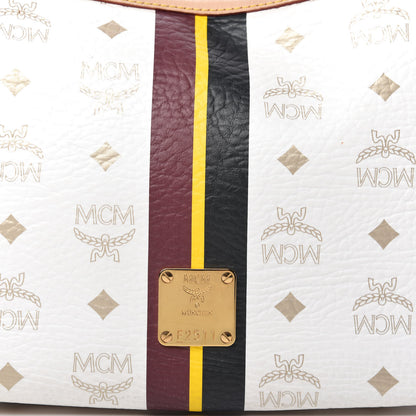 MCM Visetos Striped Hobo White 10 of 13