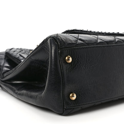 Chanel Snakeskin Glazed Calfskin Quilted Urban Mix Tote Black 7 of 10
