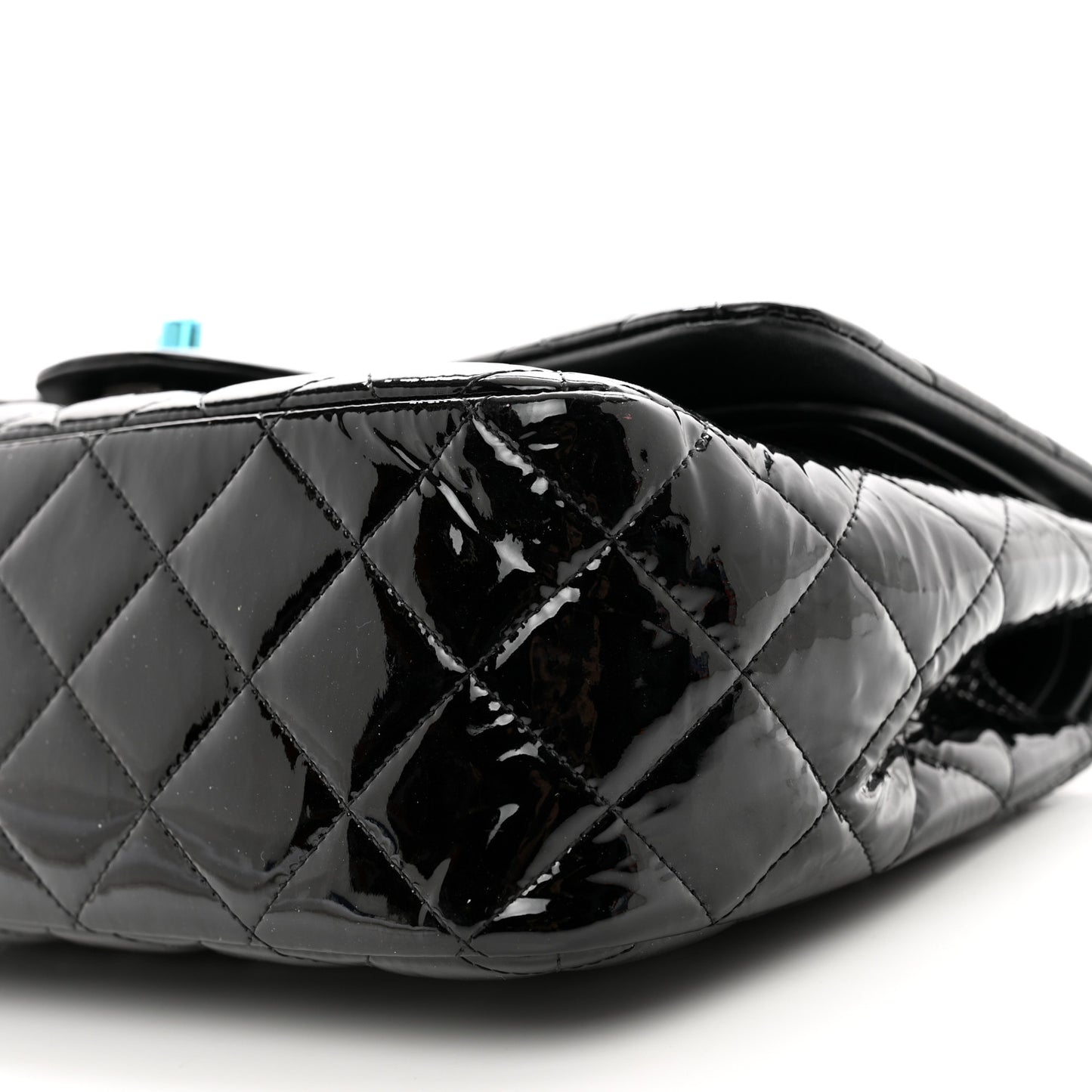 Patent Quilted Jumbo Double Flap Black