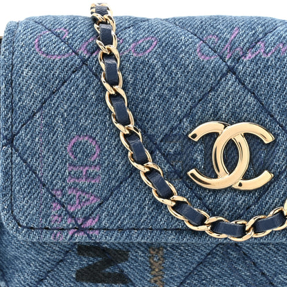 Chanel Denim Quilted Denim Mood Clutch With Chain Blue Multicolor 8 of 11