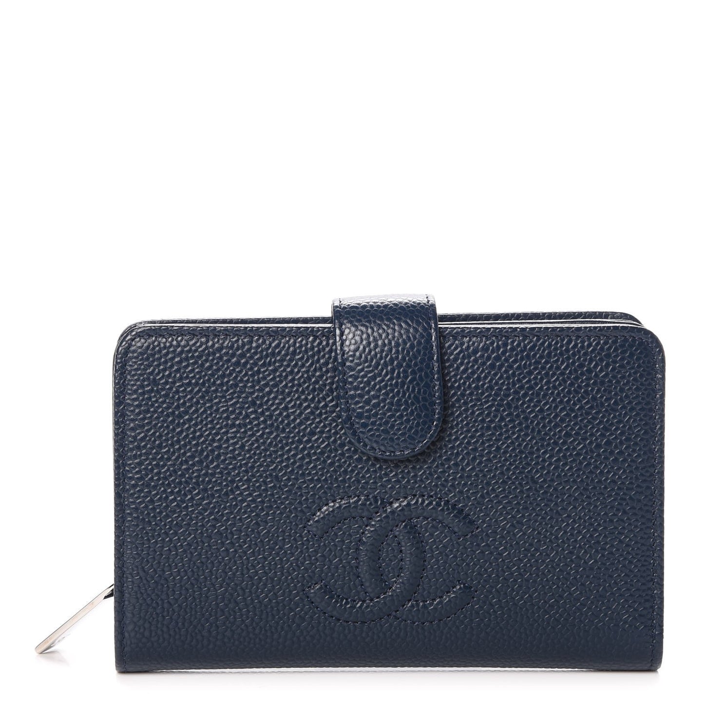 Caviar Timeless CC French Wallet Navy Blue