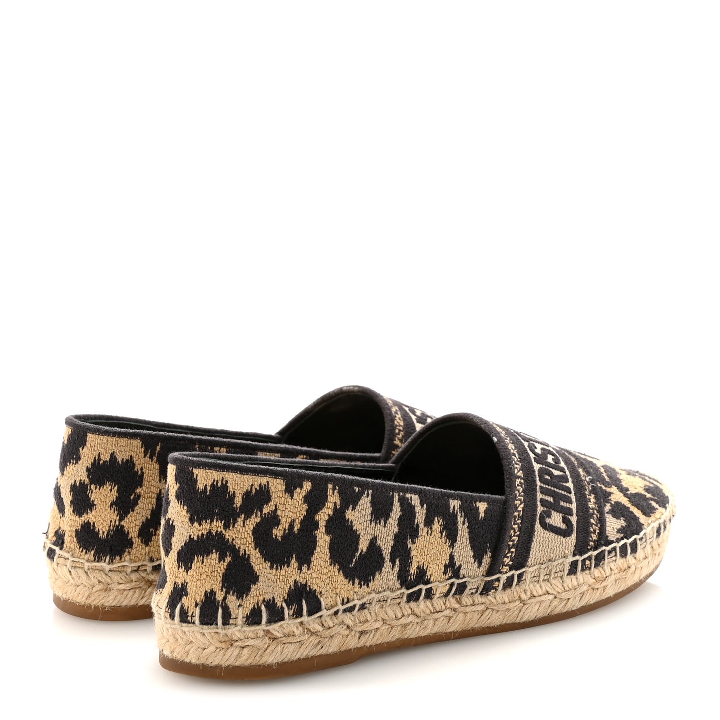 Cotton Embroidered Leopard Print Granville Espadrille 37 Natural