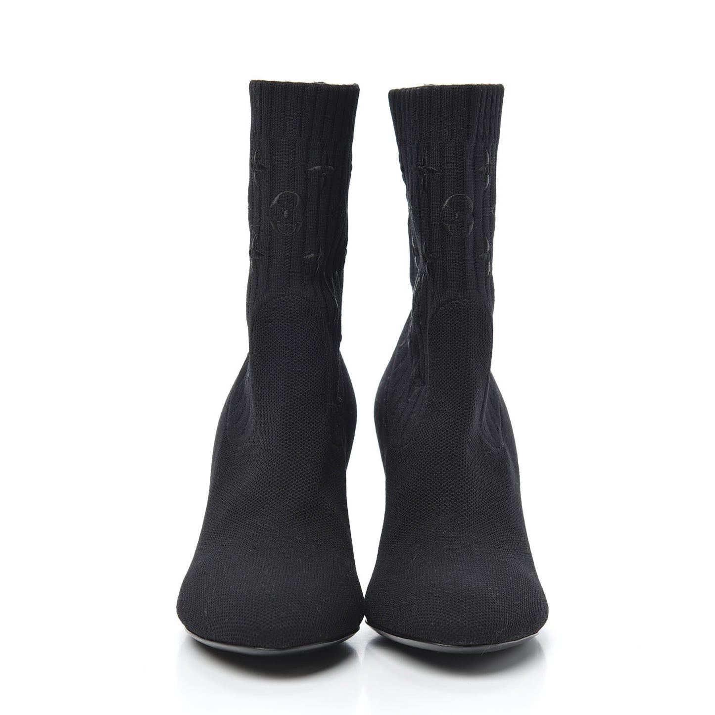 Monogram Stretch Fabric Silhouette Ankle Boots 36 Black