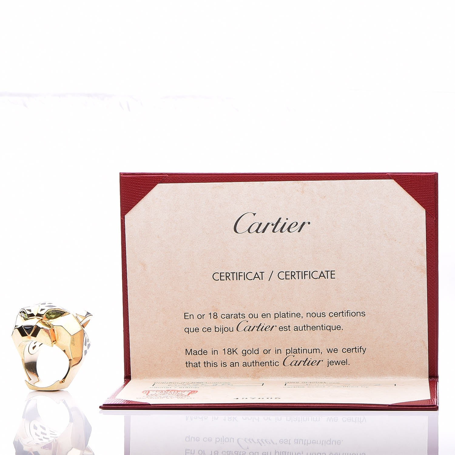 Cartier 18K Yellow Gold Peridot Onyx Panthère De Ring 57 8 13 of 16