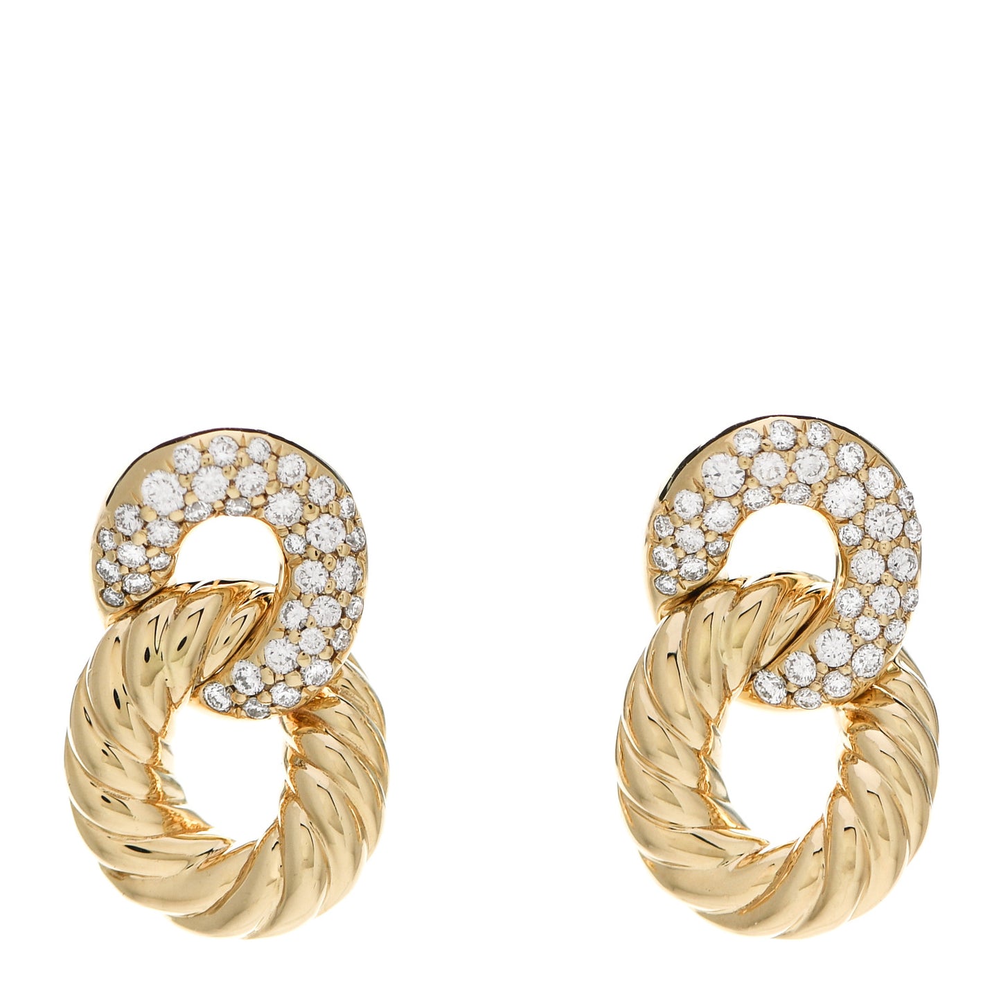 18K Yellow Gold Diamond Extra Small Belmont Curb Link Drop Earrings