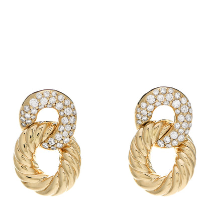 David Yurman 18K Yellow Gold Diamond Extra Small Belmont Curb Link Drop Earrings 1 of 4