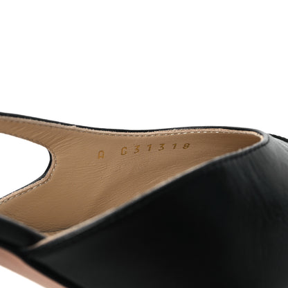 Chanel Goatskin Grosgrain Cap Toe CC Slingback Sandals 38 Black 8 of 9