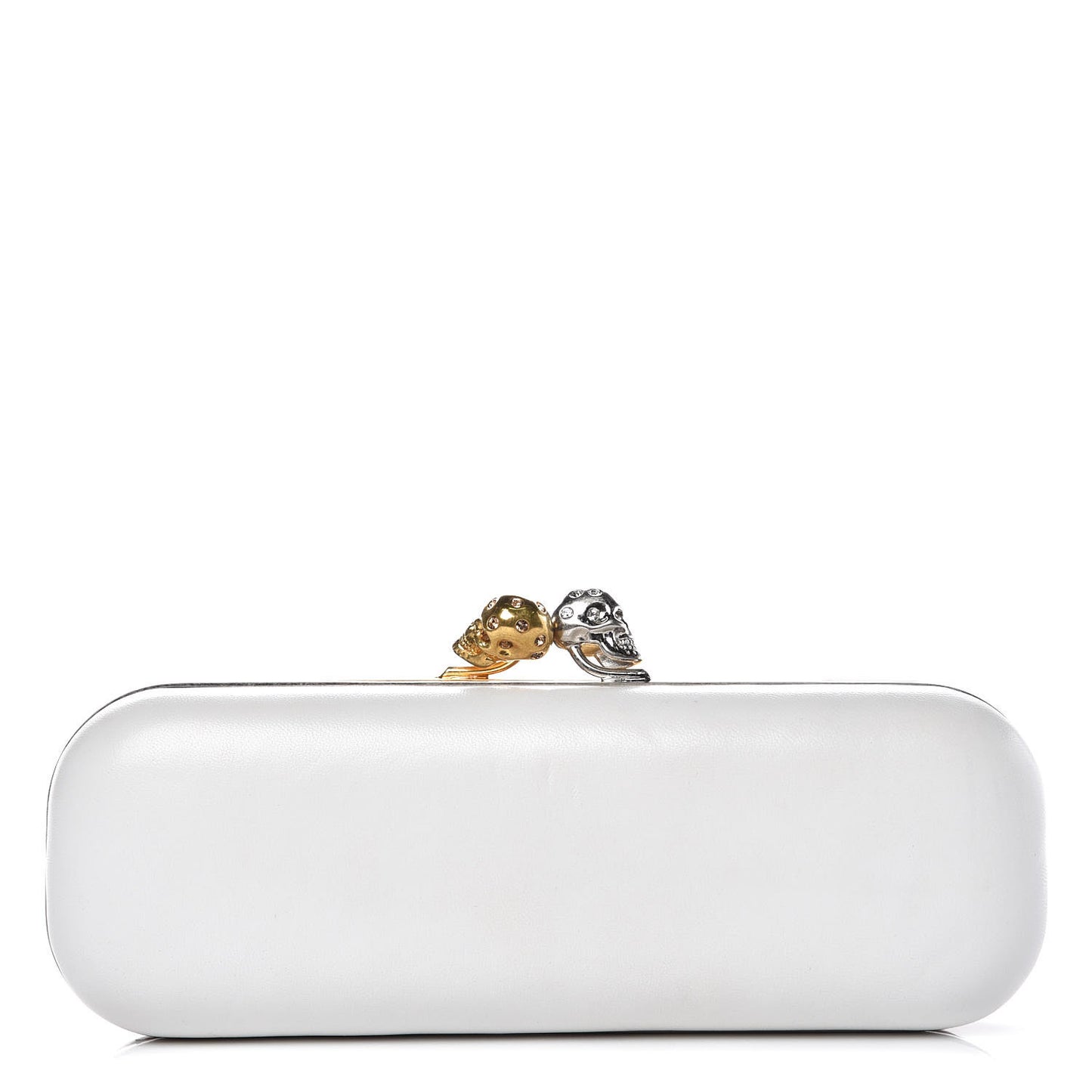 Nappa Twin Skull Box Clutch Black White