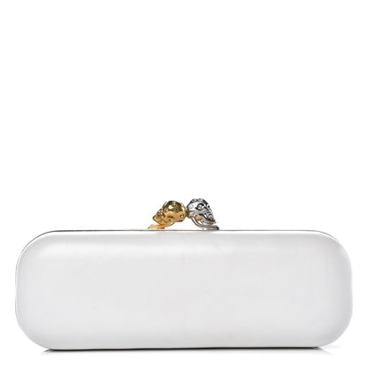 Alexander McQueen Nappa Twin Skull Box Clutch Black White 1 of 8