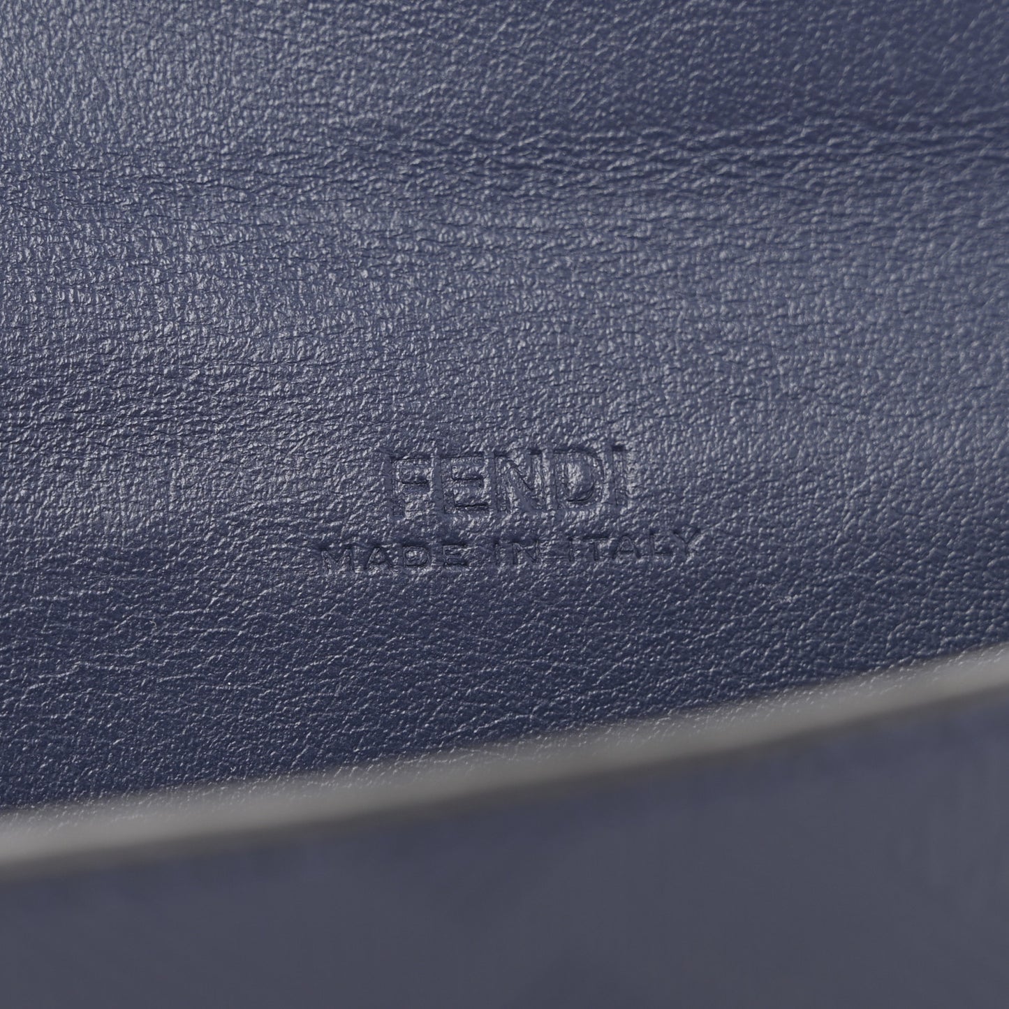 Calfskin FF Embossed Baguette Card Case Blueberry