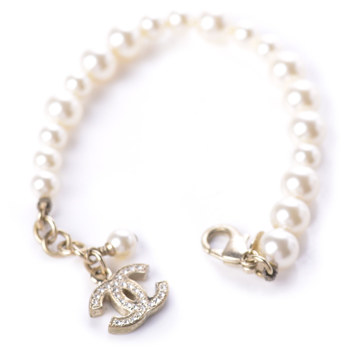 Chanel Crystal Pearl CC Bracelet Gold 3 of 4